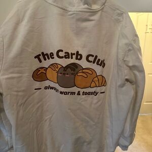 Pusheen White 'The Carb Club' Sweatshirt with Bread Graphic